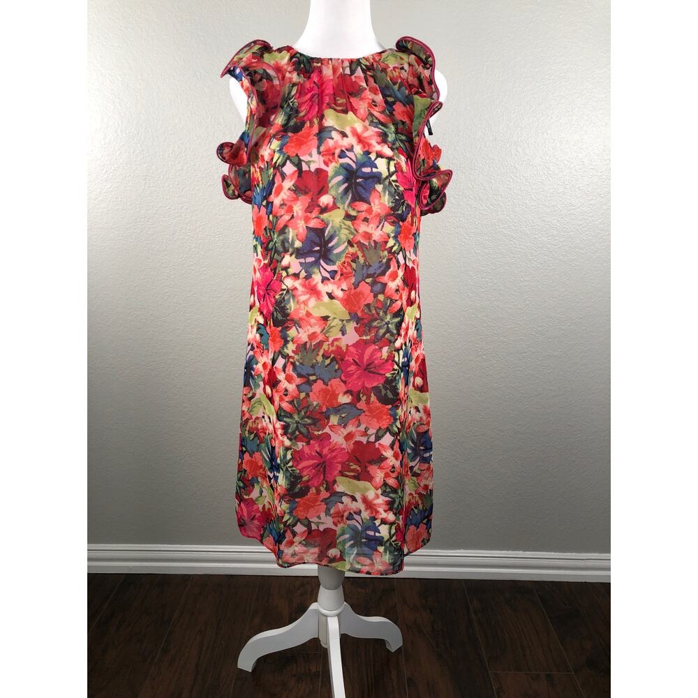 Vince Camuto Ruffle Dress Floral Print Women's Size 2 NEW